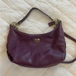Coach Madison Hailey Rich Purple Leather Hobo Bag 14304 Brass Hardware